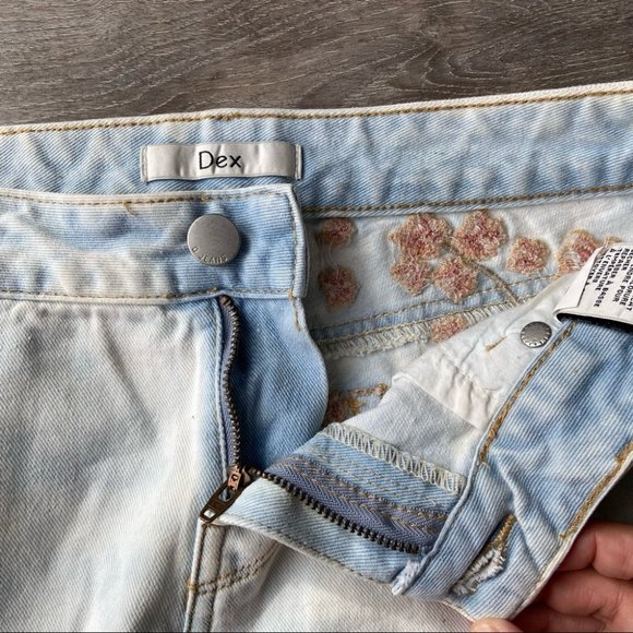Dex Light Wash Distressed Embroidered Denim Shorts - Picture 9 of 12